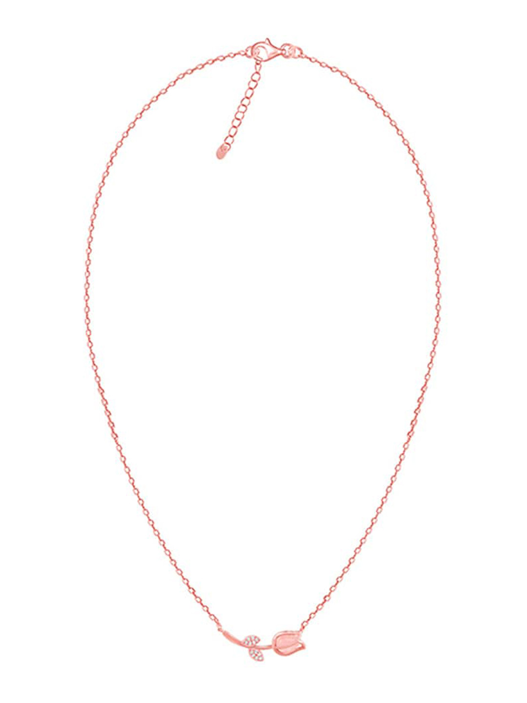 GIVA 925 Silver Rose Gold Pink Quartz Flower Necklace With Finger Ring