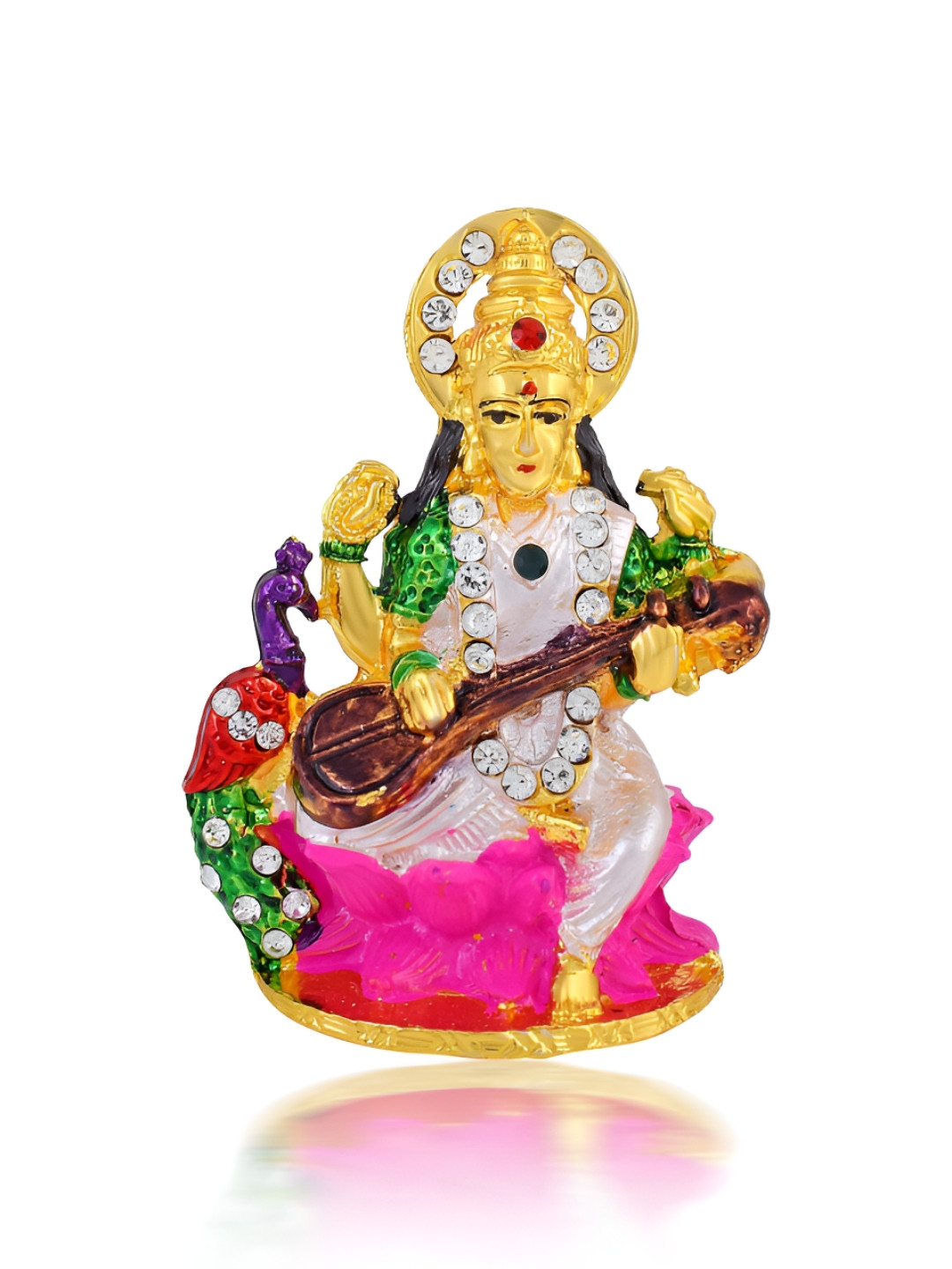 MEMOIR Pink Brass Metallic Prayer Room Small Showpiece - 3 Inches