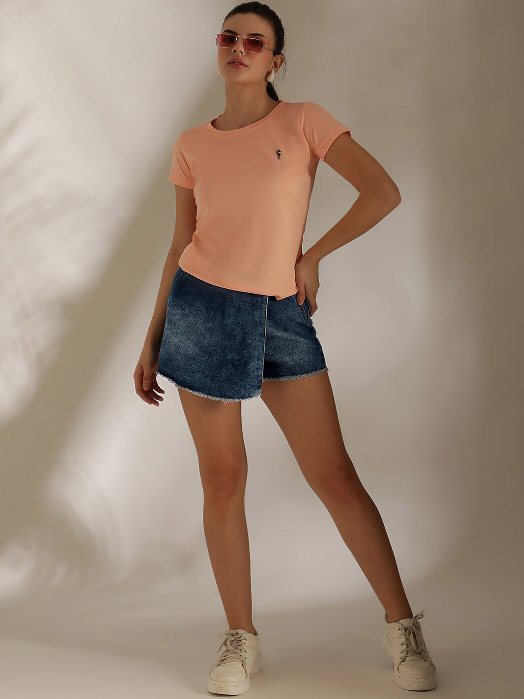 TALES & STORIES Raw Edge Denim Skort