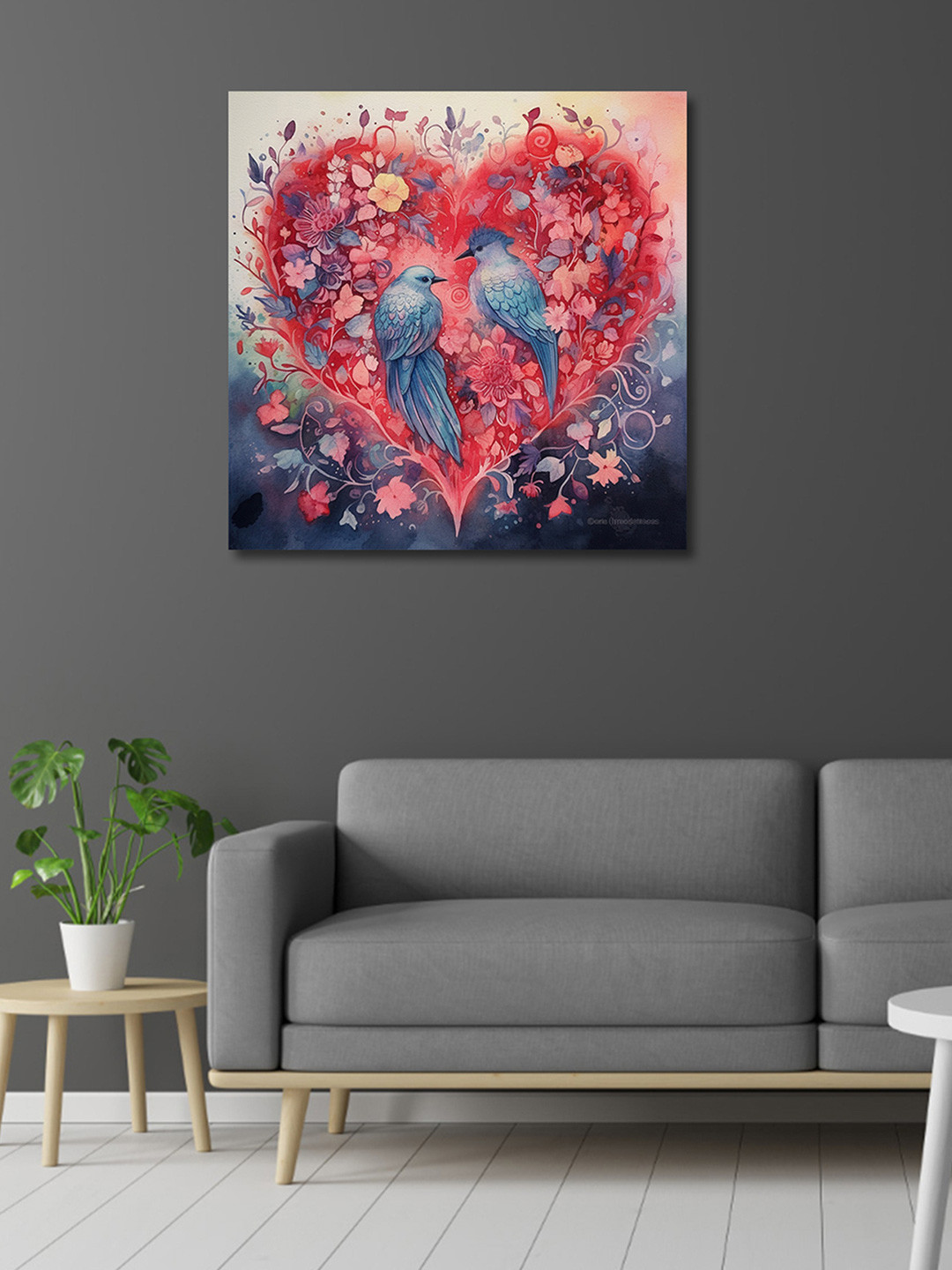 OLIVE TREE Pink & Blue Canvas Painting Wall Art