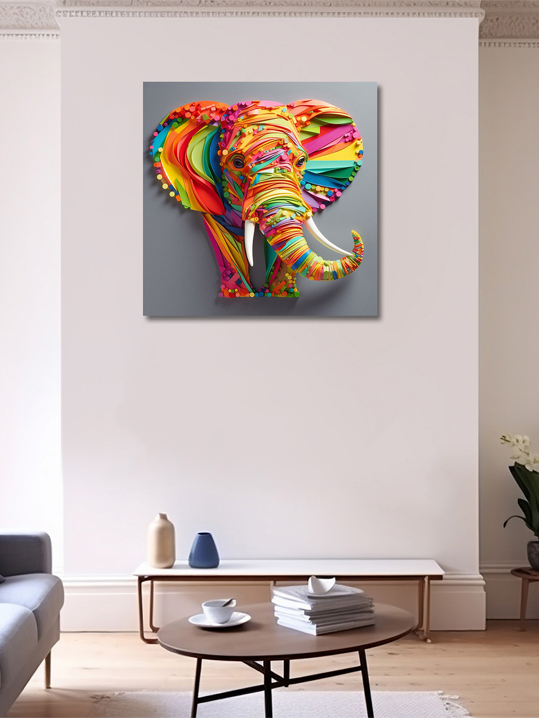 OLIVE TREE Grey & Red Birds and Animals Canvas Painting Wall Art