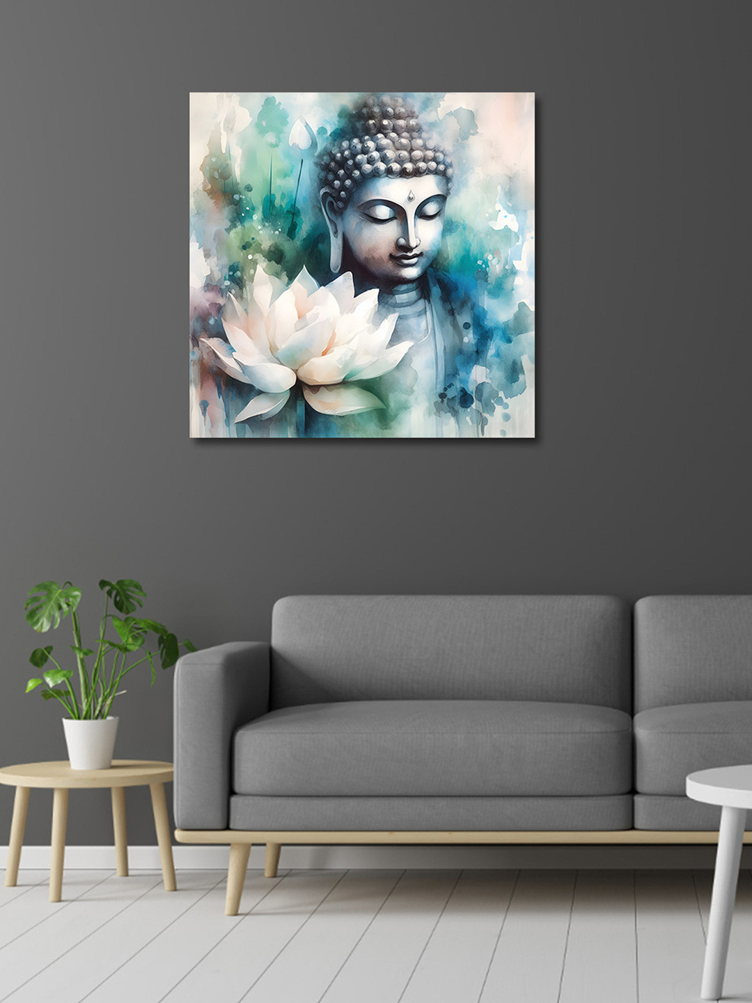 OLIVE TREE Blue Canvas Wall Living Room Square Potrait Paintings Wall Art -9.45 x 9.45In