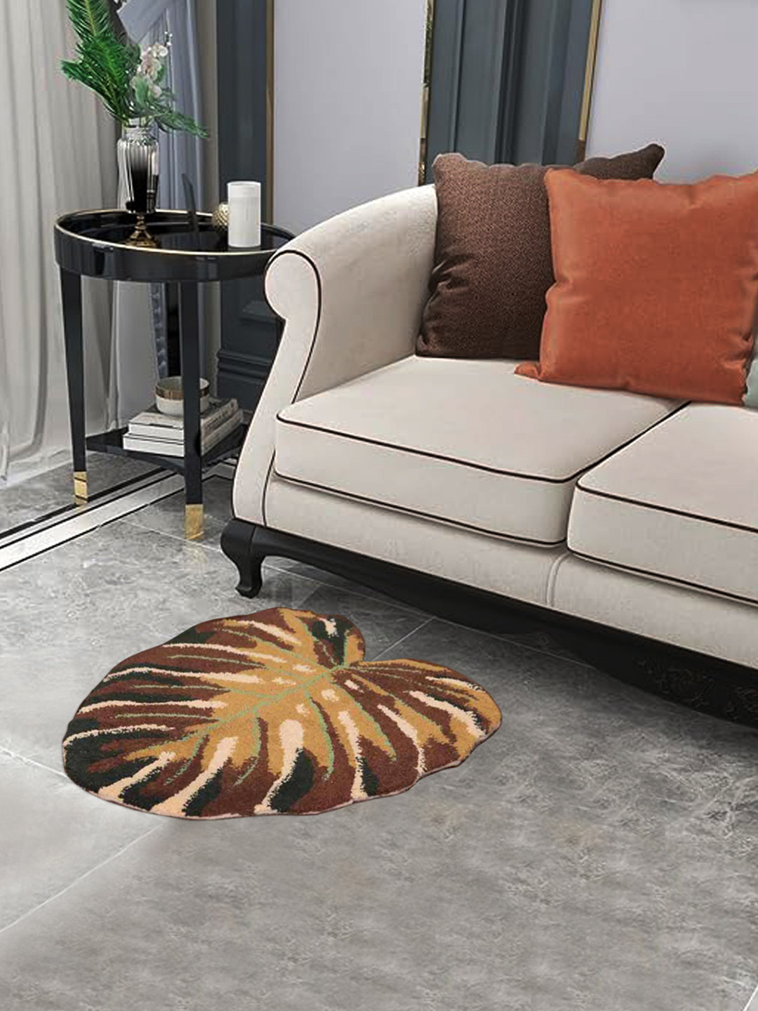 BELLA TRUE Brown & Beige Floral Hand-Tufted Carpet