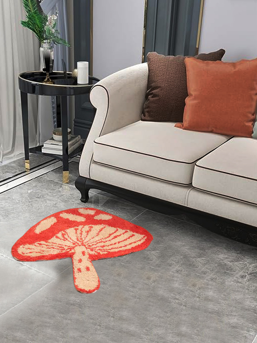 BELLA TRUE Beige & Red Abstract Hand-Tufted Carpet