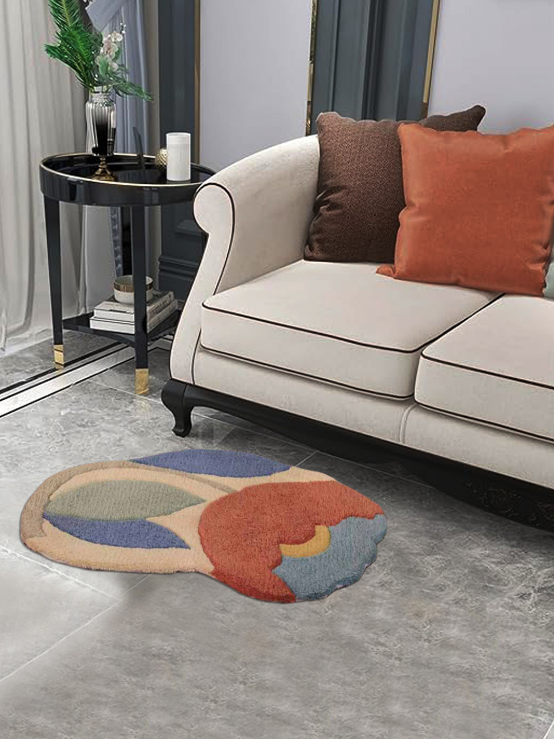BELLA TRUE Beige & Brown Floral Hand-Tufted Carpet