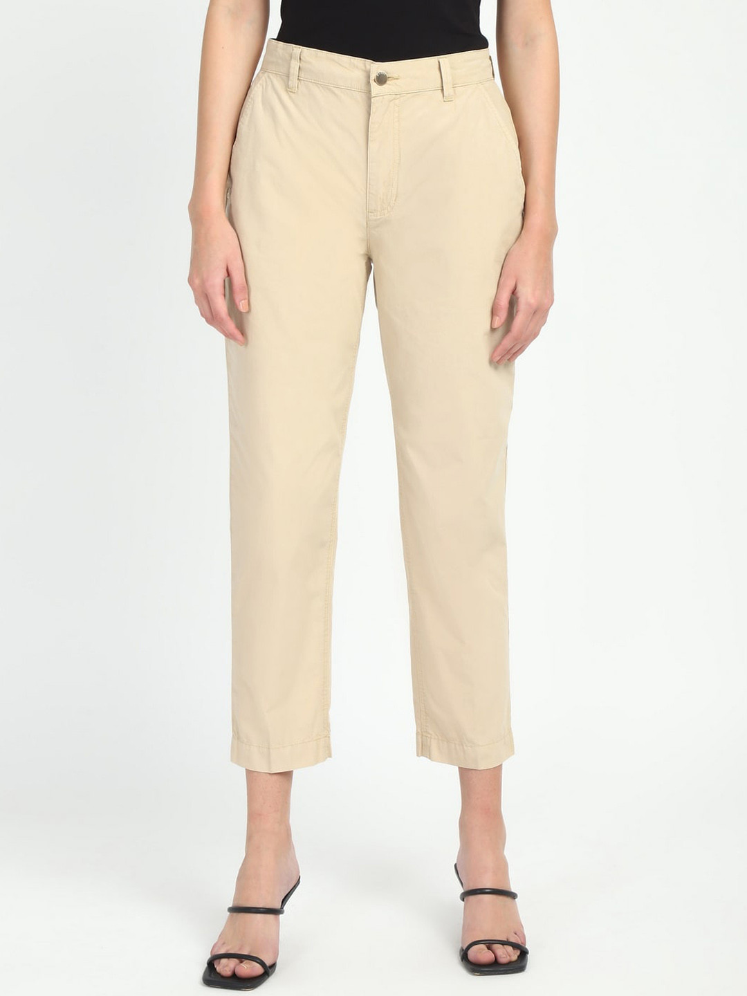 GUESS Women Mid-Rise Zip Flat-Front Slim Fit Regular Trouser