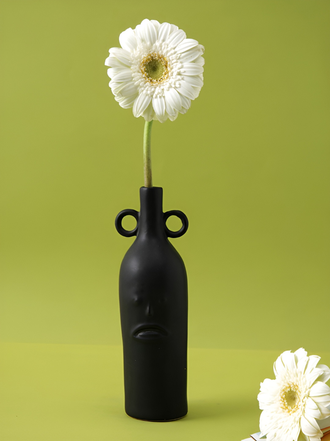 Aura Black Textured Face Ceramic Flower Vase