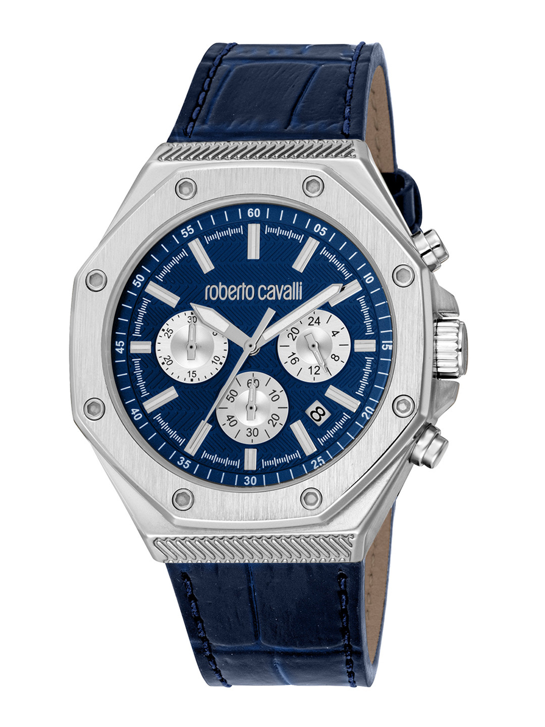 Roberto Cavalli Forte Men Textured Dial & Leather Straps Analogue Watch RC5G047L0025