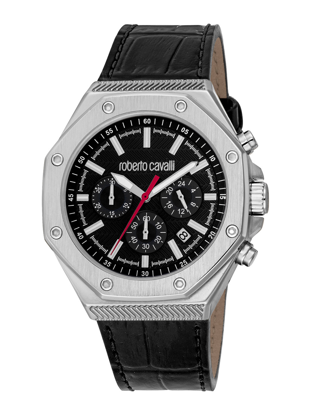 Roberto Cavalli Men Stainless Steel Leather Straps Analogue Watch RC5G047L0035