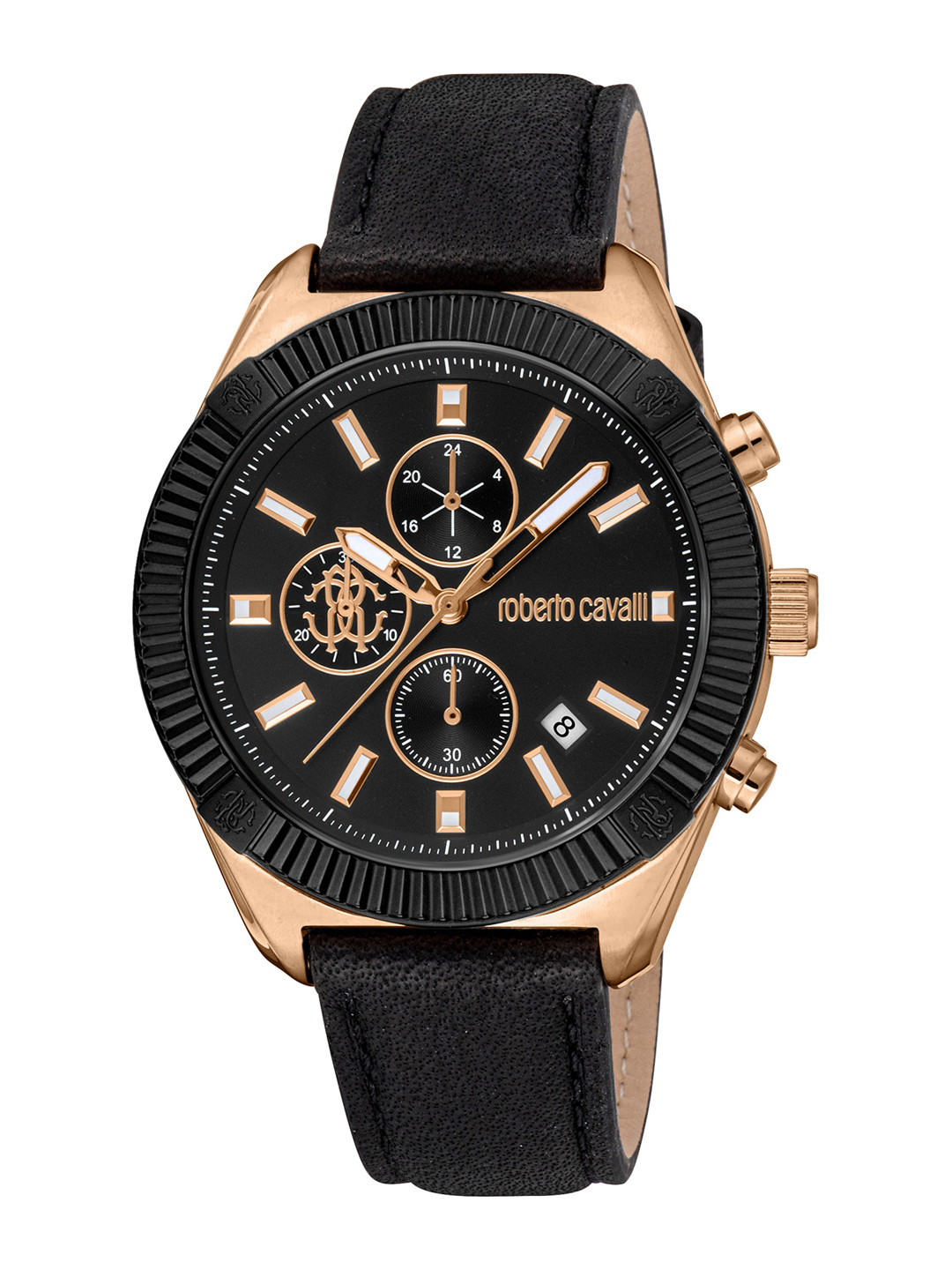 Roberto Cavalli Robusto Men Leather Bracelet Style Straps Analogue Watch RC5G011L0035