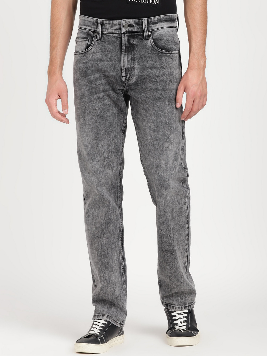 GUESS Men Rodeo Heavy Fade Clean Look Cropped Stretchable Jeans