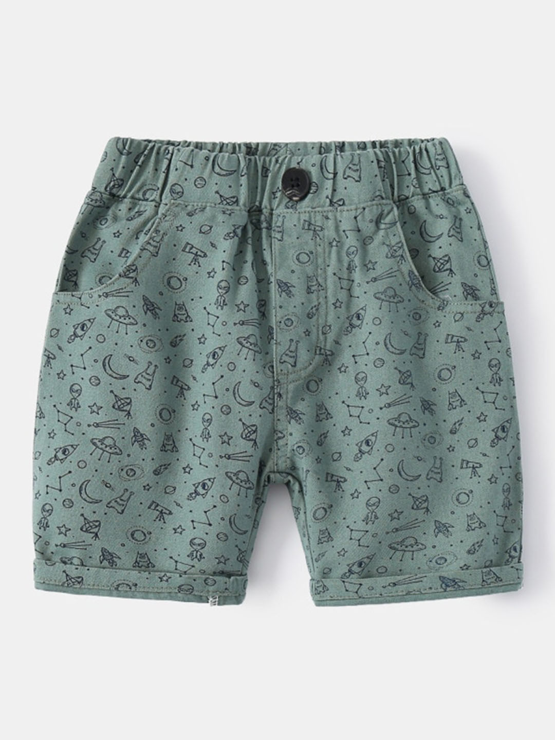 StyleCast Boys Green Graphic Printed Mid Rise Shorts