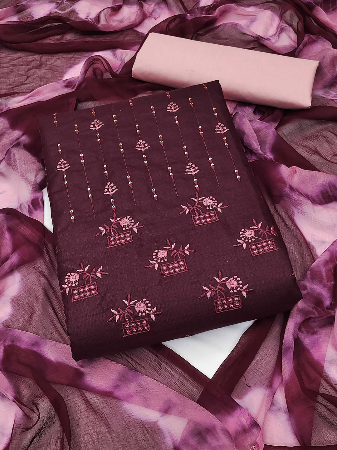 Panzora Embroidery Work Unstitched Dress Material