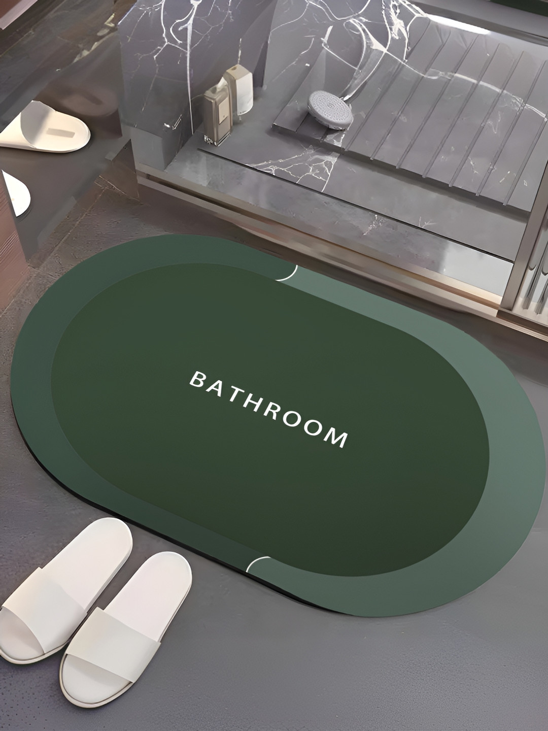 UMAI Olive Green Anti Skid Bathroom Mat