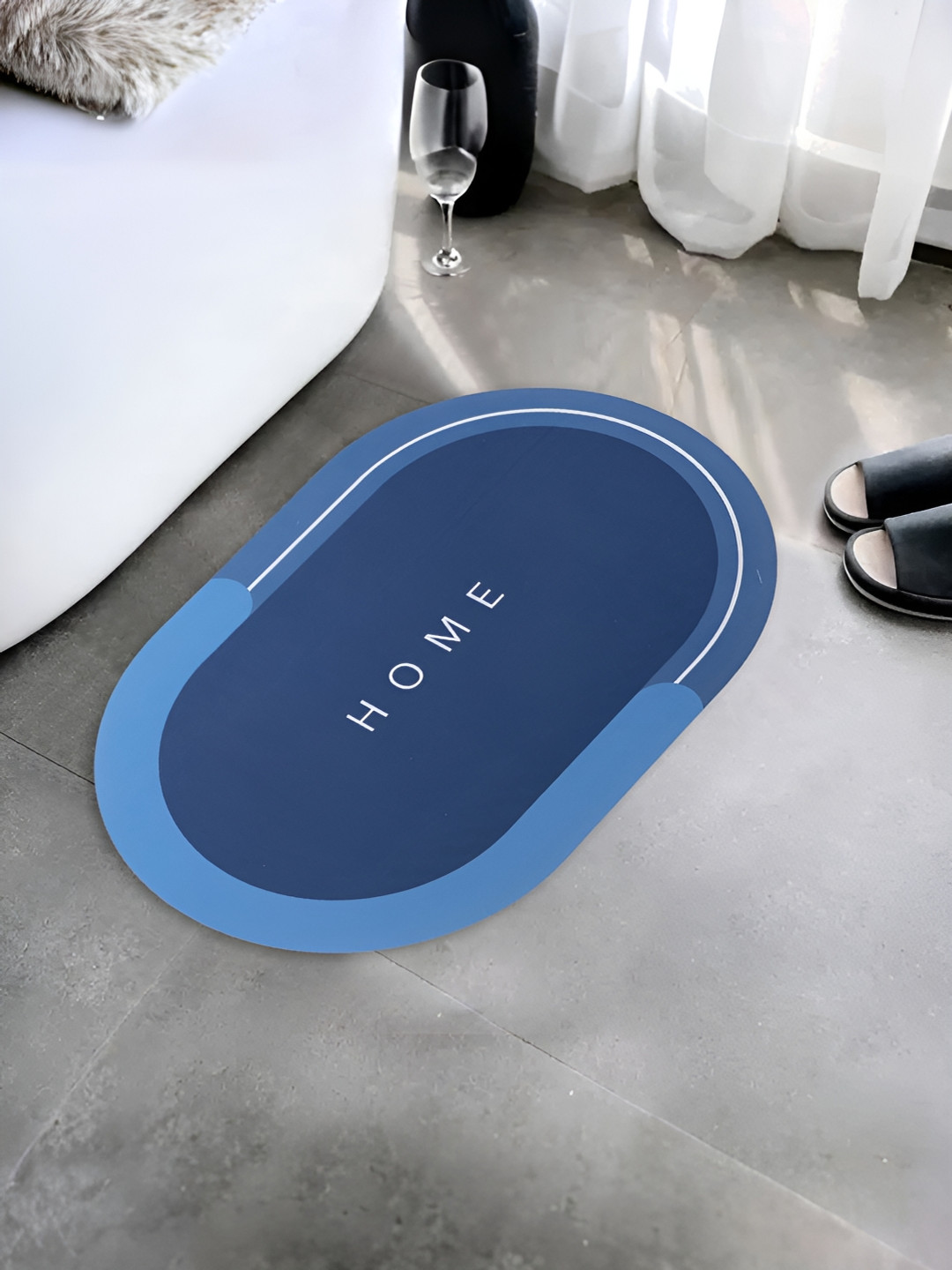 UMAI Blue Anti Slip 240 GSM Bath Rug