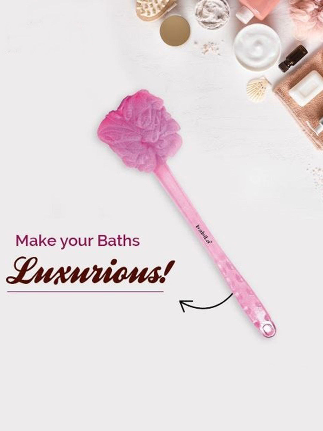 babila BA-V06 Luxury Bath Flower Brush - Pink
