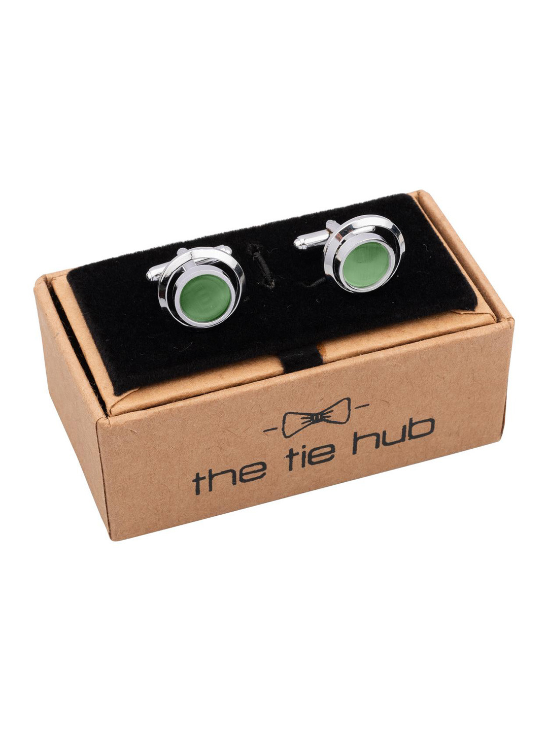 The Tie Hub Men Green Stone Cufflink