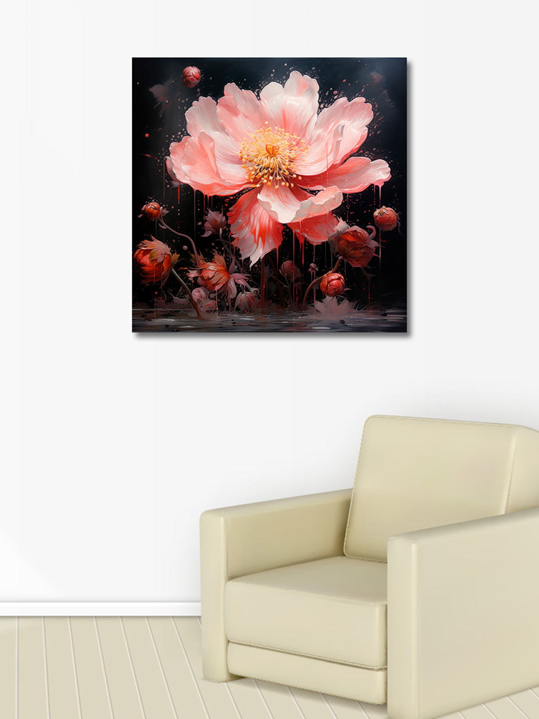 OLIVE TREE Black Canvas Wall Living Room Square Potrait Paintings Wall Art -9.45 x 9.45In