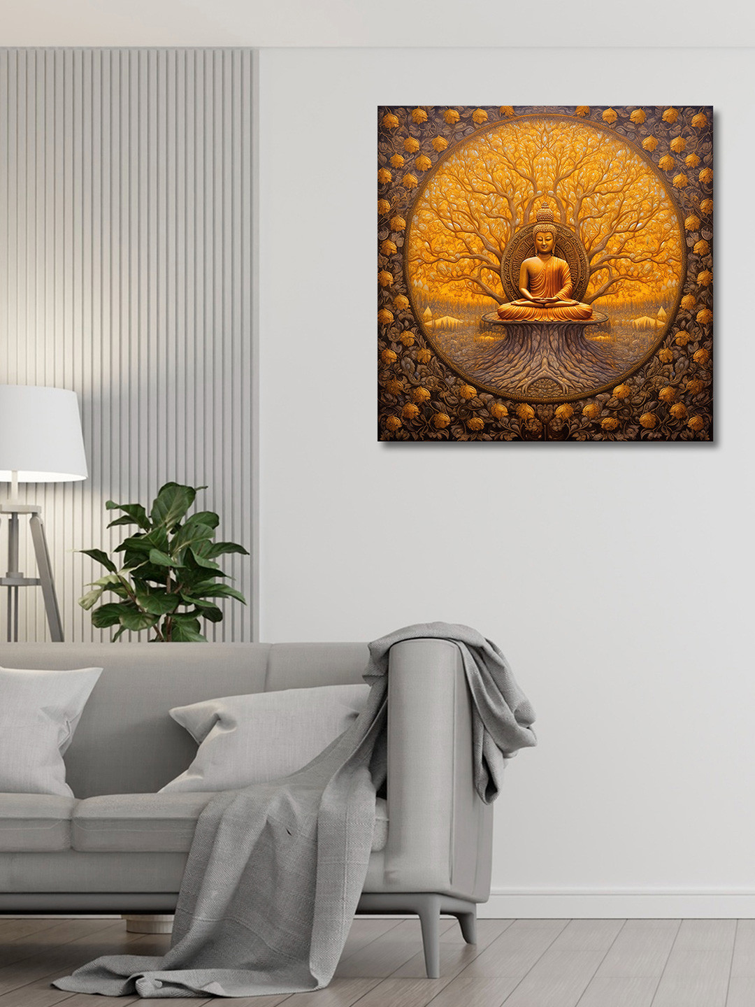 OLIVE TREE Brown & Orange Canvas Painting Wall Art