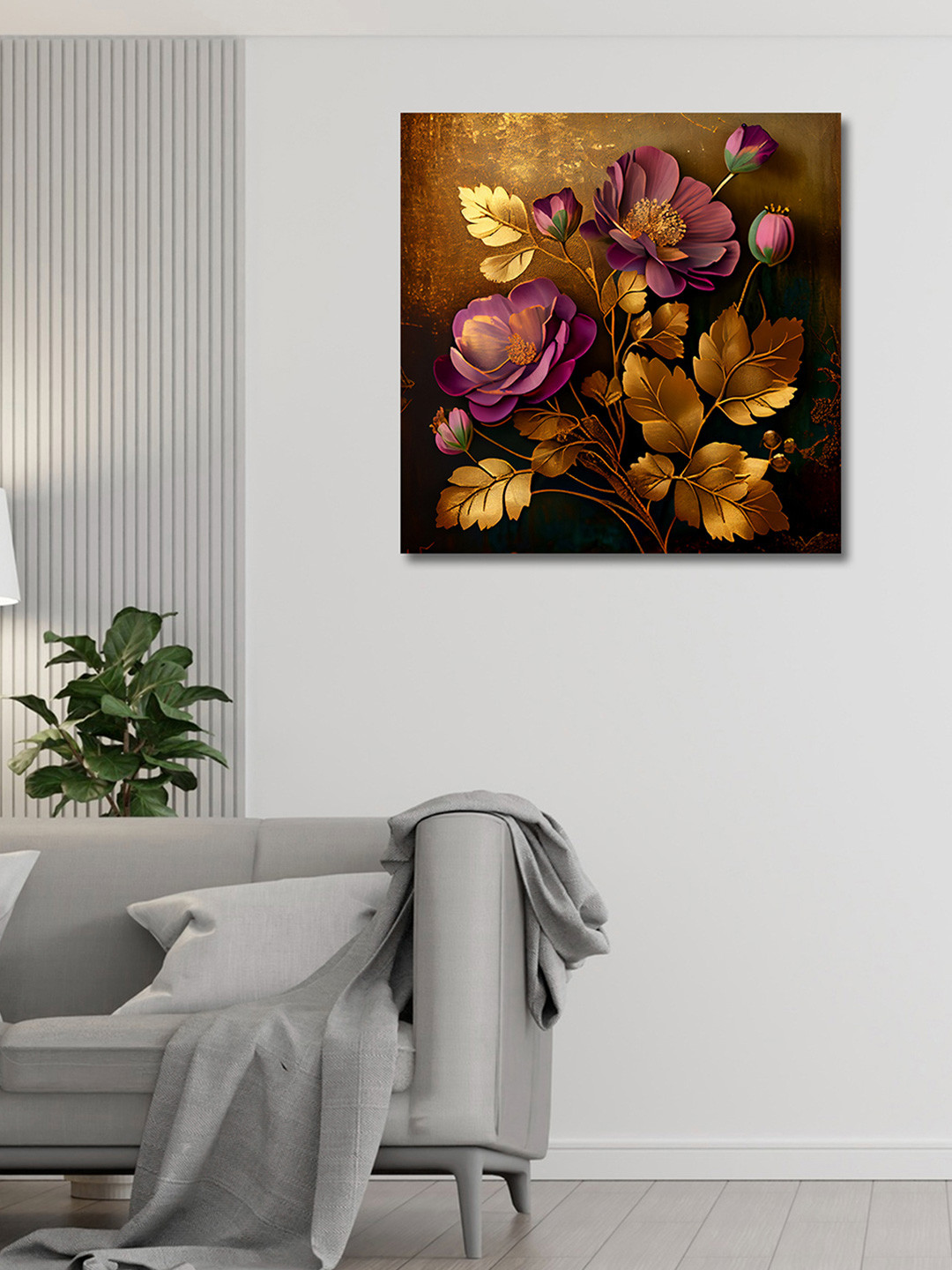 OLIVE TREE Brown & Pink Canvas Painting Wall Art