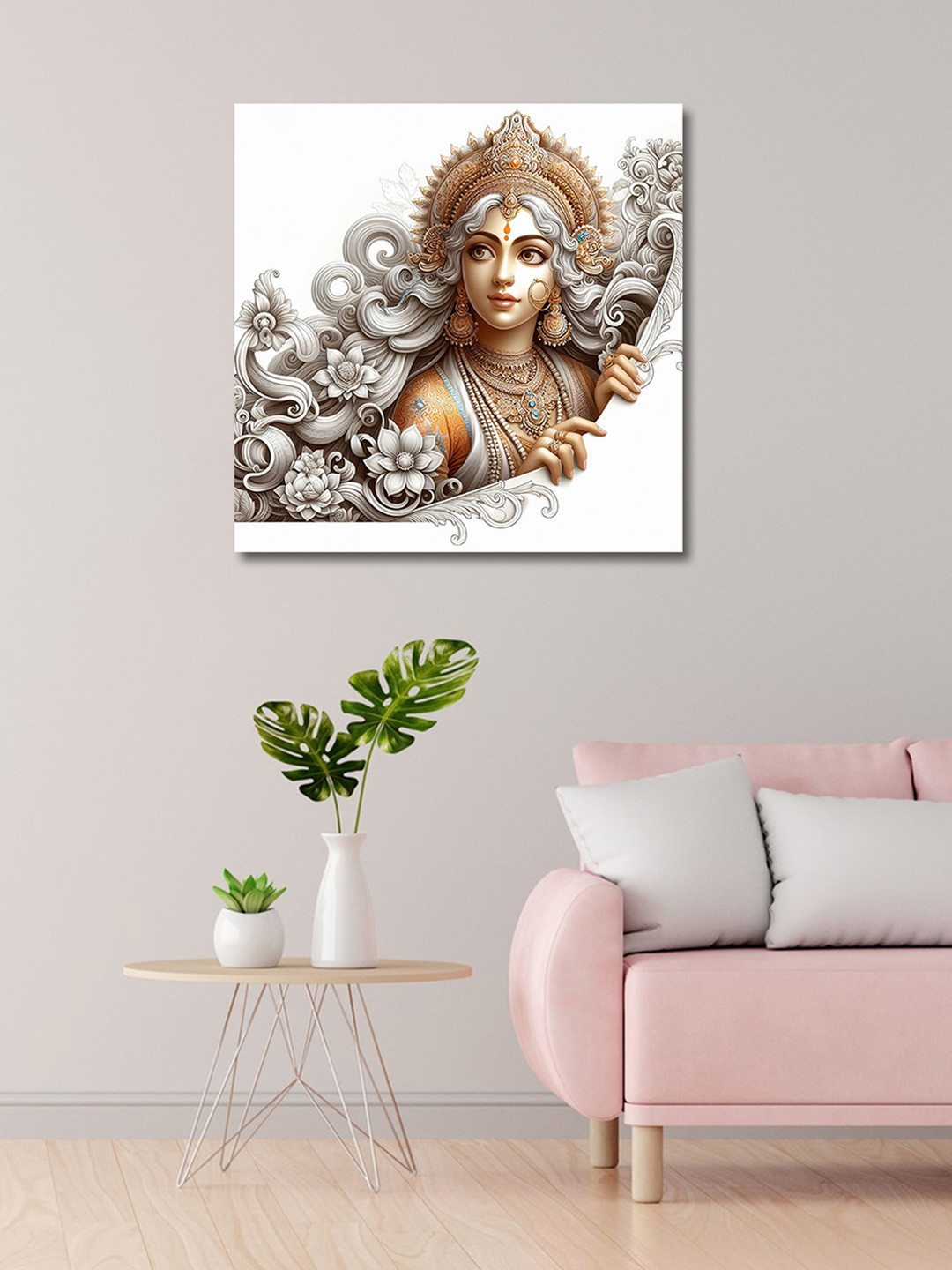 OLIVE TREE White & Cream Religious Canvas Painting Wall Art
