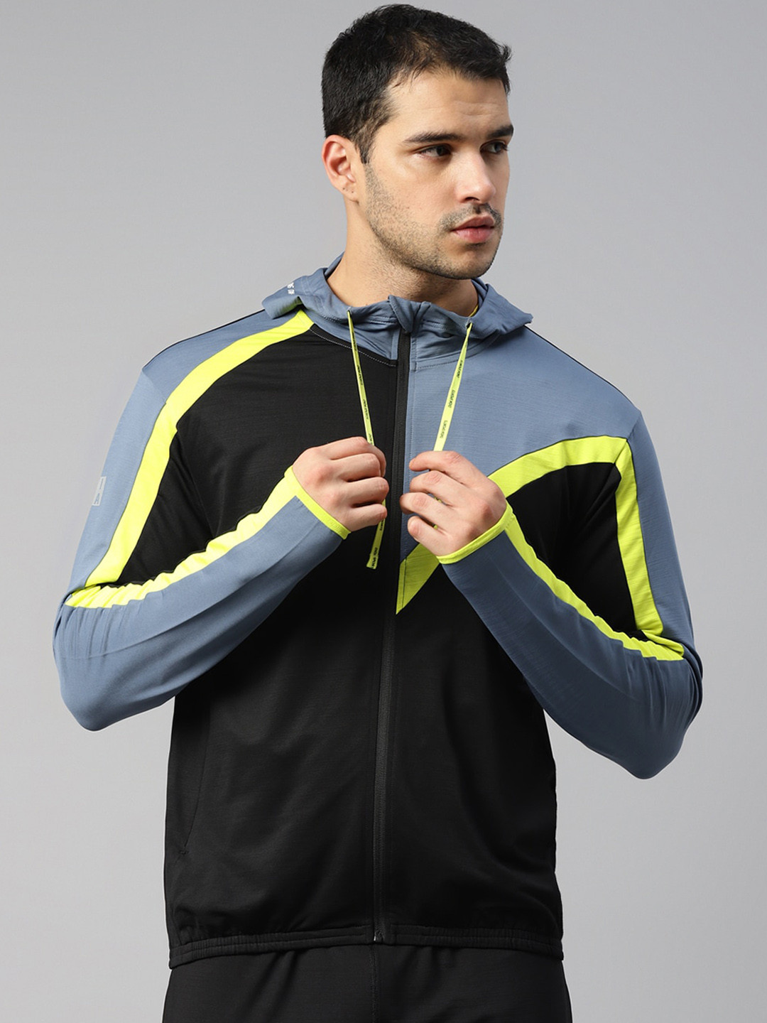 DIDA Men Ultra Premium Contemporary Design Colorblock Dry-Fit Activewear Sports Hood Jacket