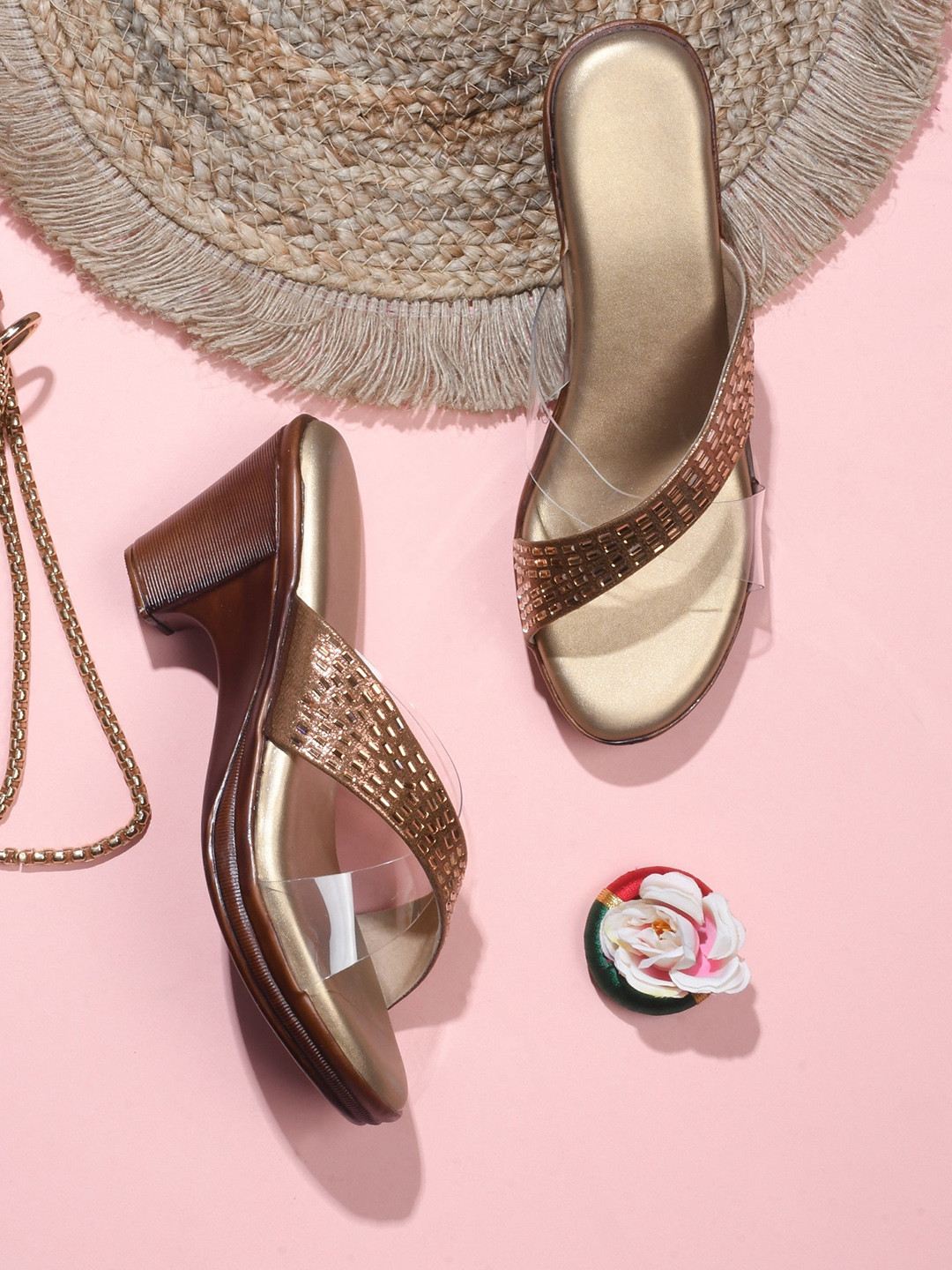 Try Me Embellished Open Toe Block Heels