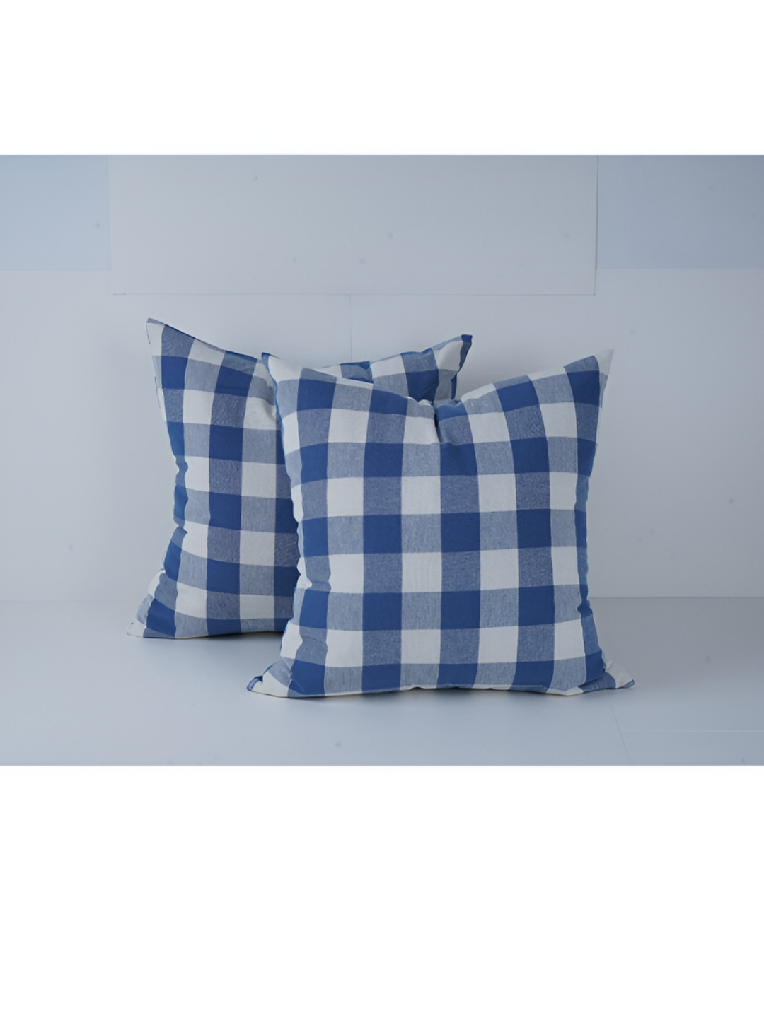 SKANDA FAB Checked Cotton 2 Pcs Square Cushion Covers - 20 x 20 In