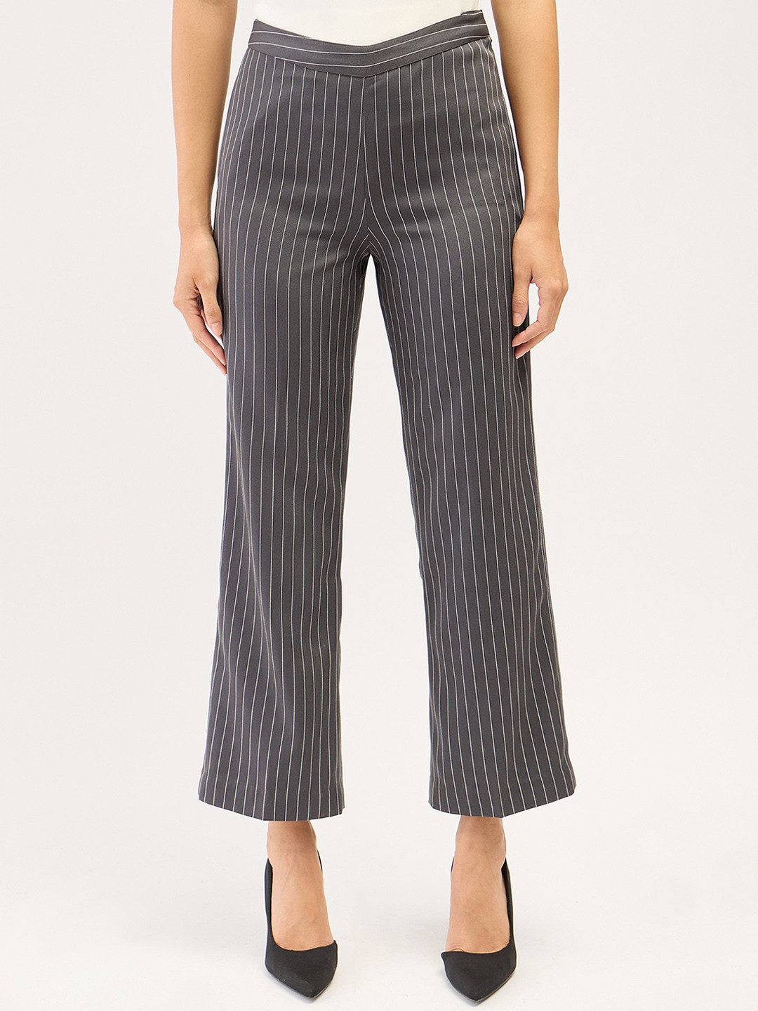 SALT ATTIRE Women Striped Tailored Straight Fit Trousers