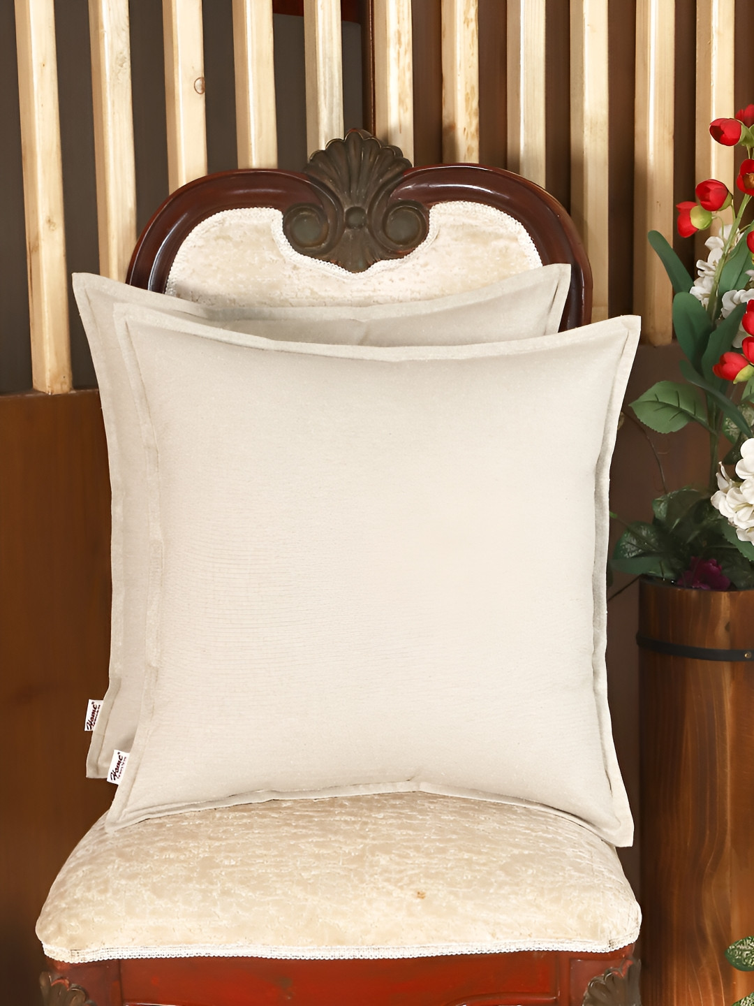 Home Grey Cotton Breathable 2 Piece Square Cushion Covers - 24 x 24 Inches