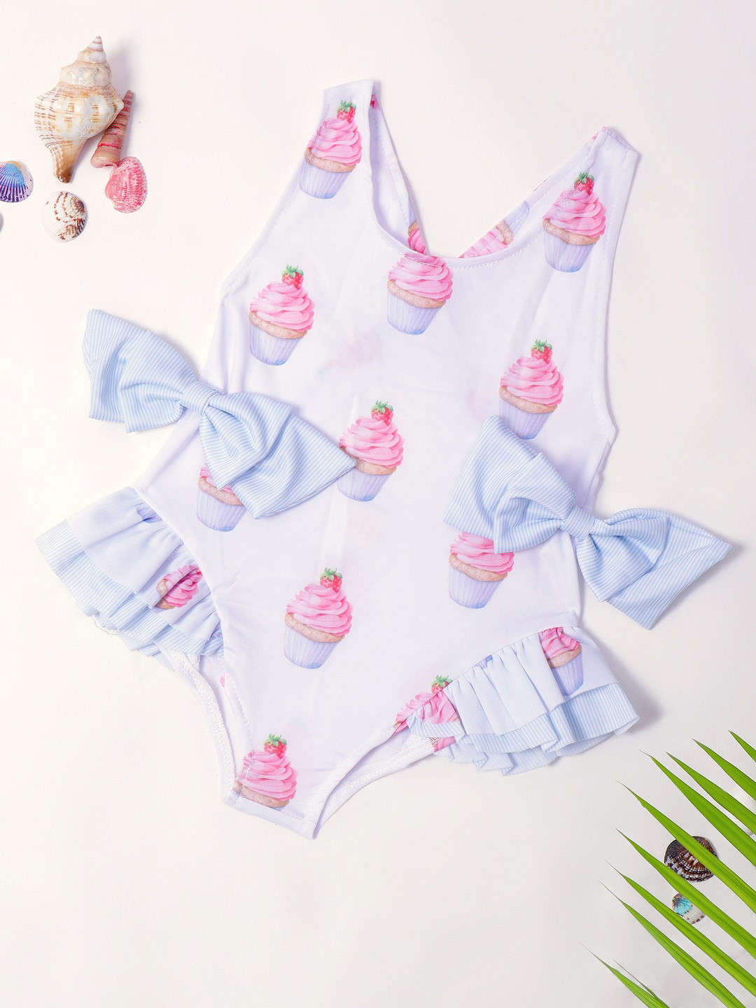 bubble berry Girls Cupcake Printed Swim Bodysuit