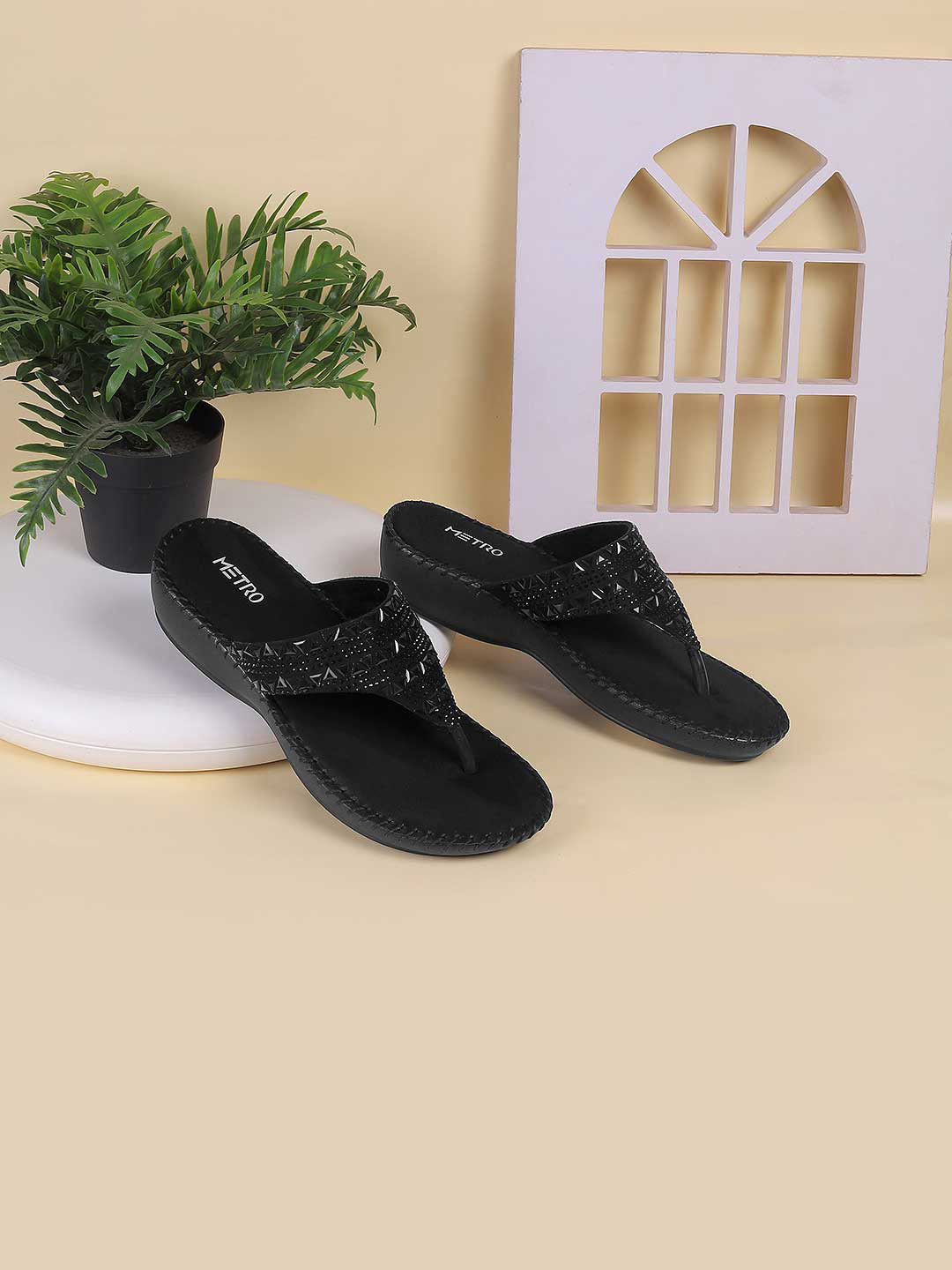 Metro Embellished Open Toe Comfort Heels