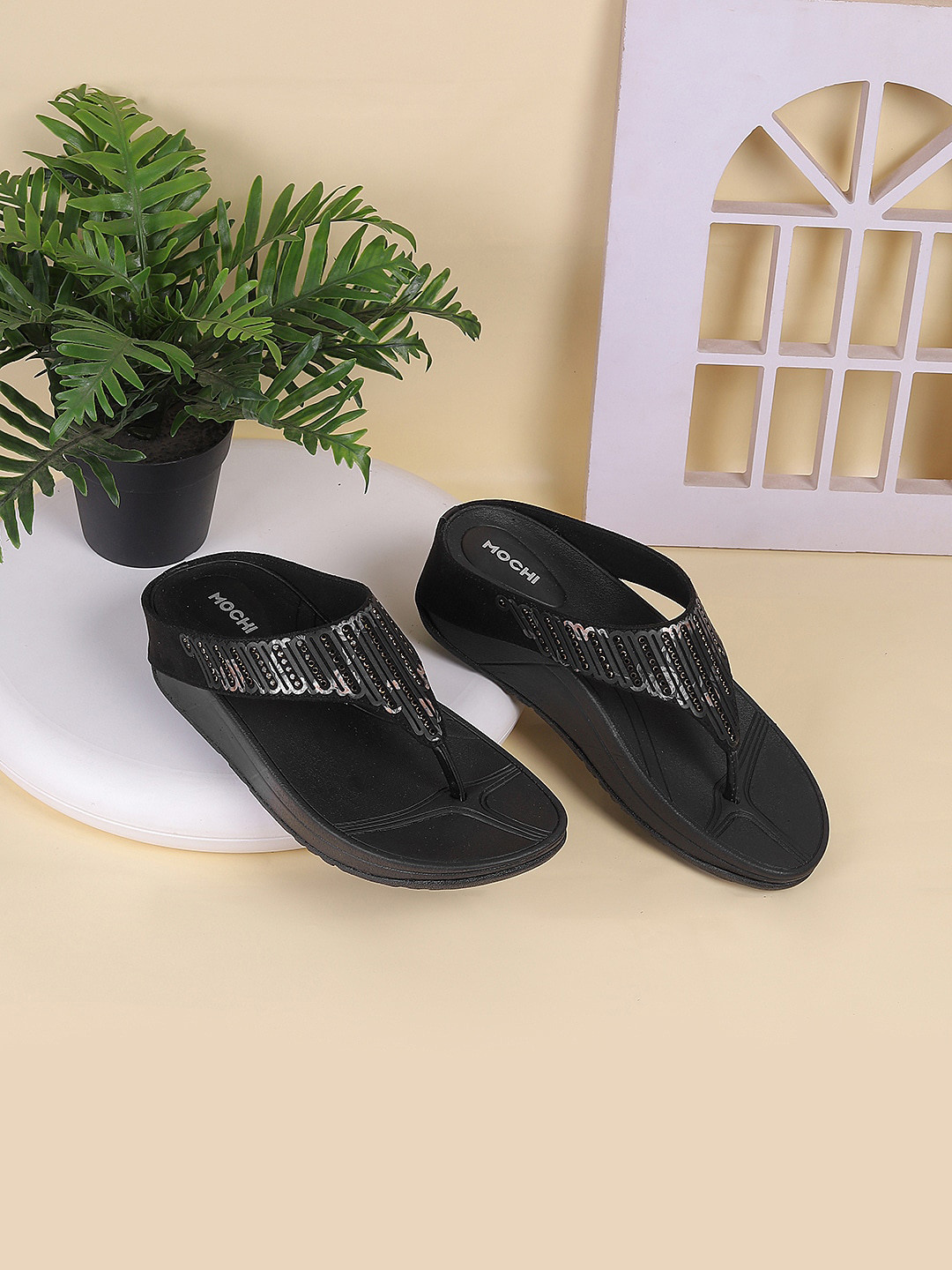 Mochi Embellished Open Toe Comfort Heels