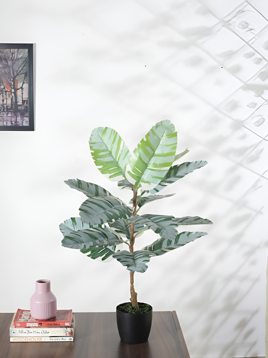 Home Bloom White & Green Bird-Of-Paradise Artificial Plant With Pot