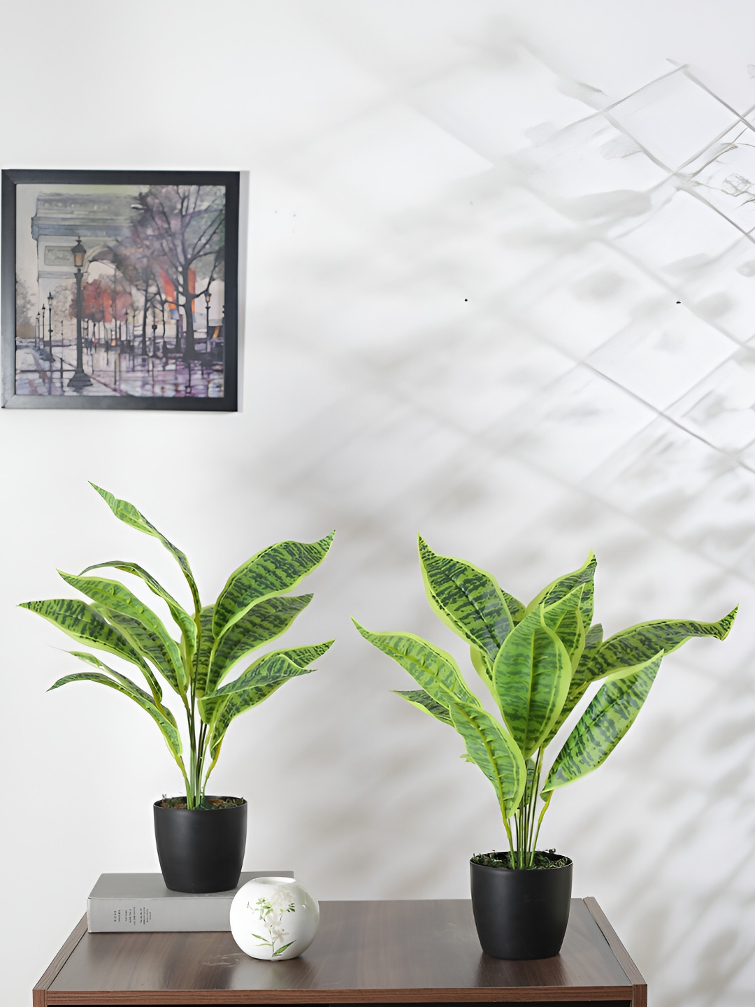 Home Bloom Green 2 Pieces Snake Artificial Plants With Pots