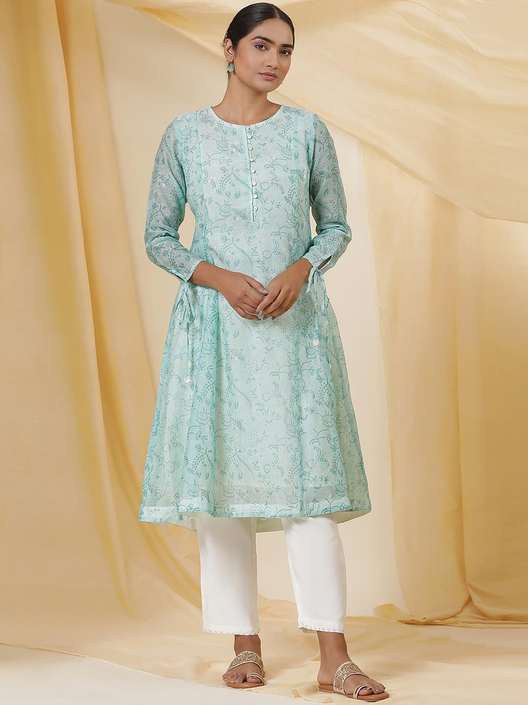 Folk Song  Floral Printed Regular A-Line Kurta Folk Song ith Trouser