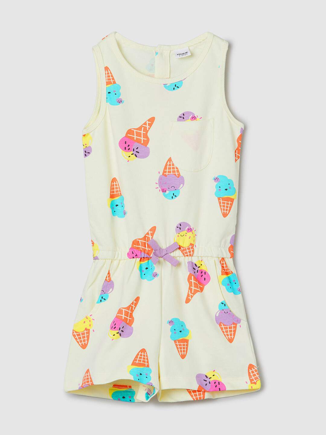max Girls Printed Pure Cotton Jumpsuit