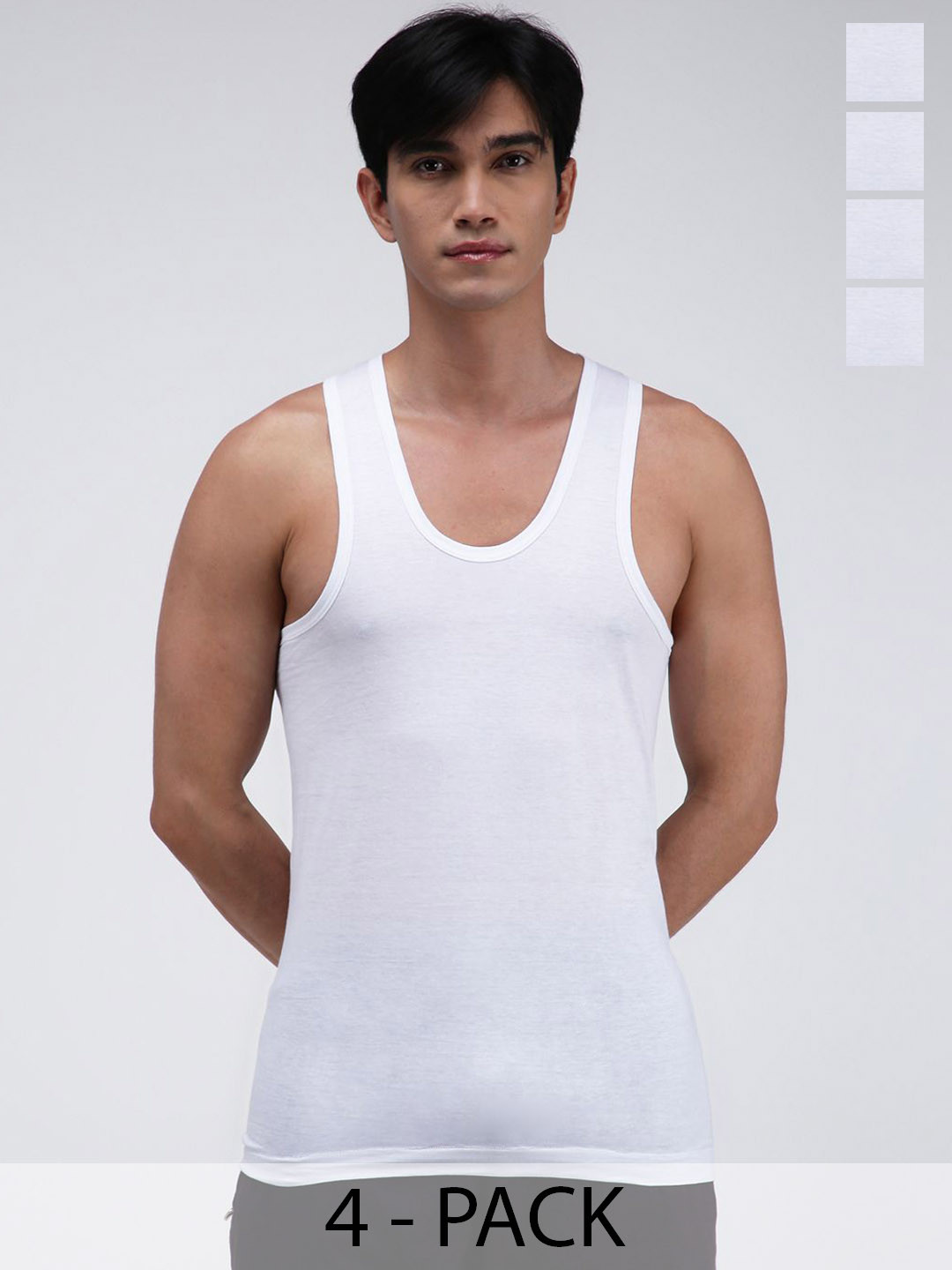 Amul Comfy Men Pack Of 4 Interlock White Vest