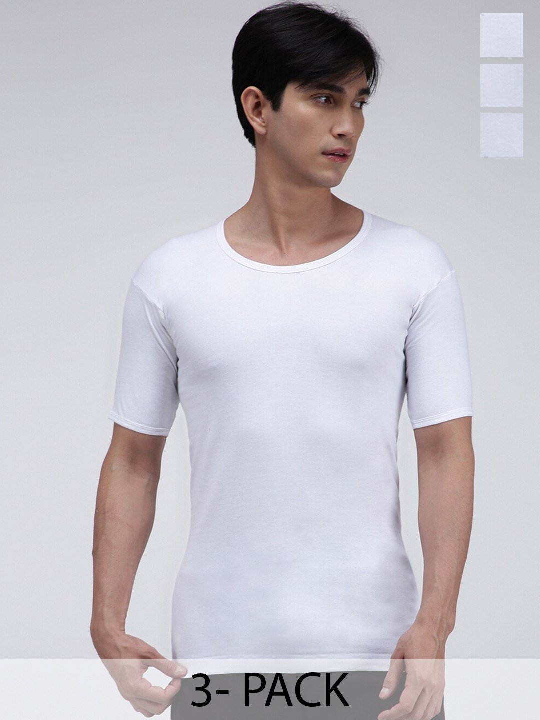 Amul Comfy Men Pack Of 3 Interlock sleeve White Vest