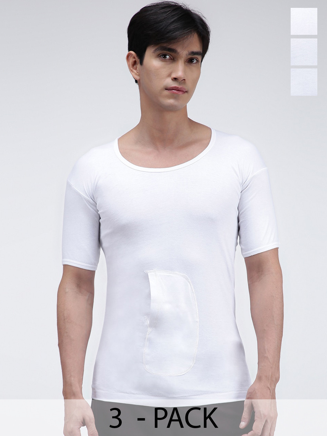 AMUL COMFY Pack Of 3 Pure Cotton Undershirt Vests AC-IPKTVESTRNS-WHT-XS-3PC
