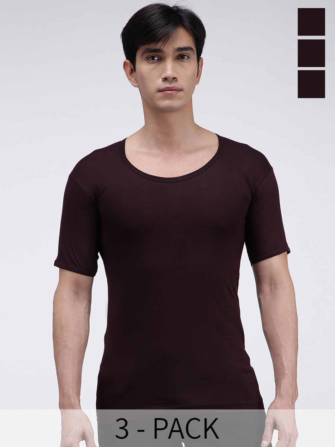 AMUL COMFY Men Pack Of 3 Cotton Short Sleeves Innerwear Vests AC-CVESTRNS-CB-M-3PC