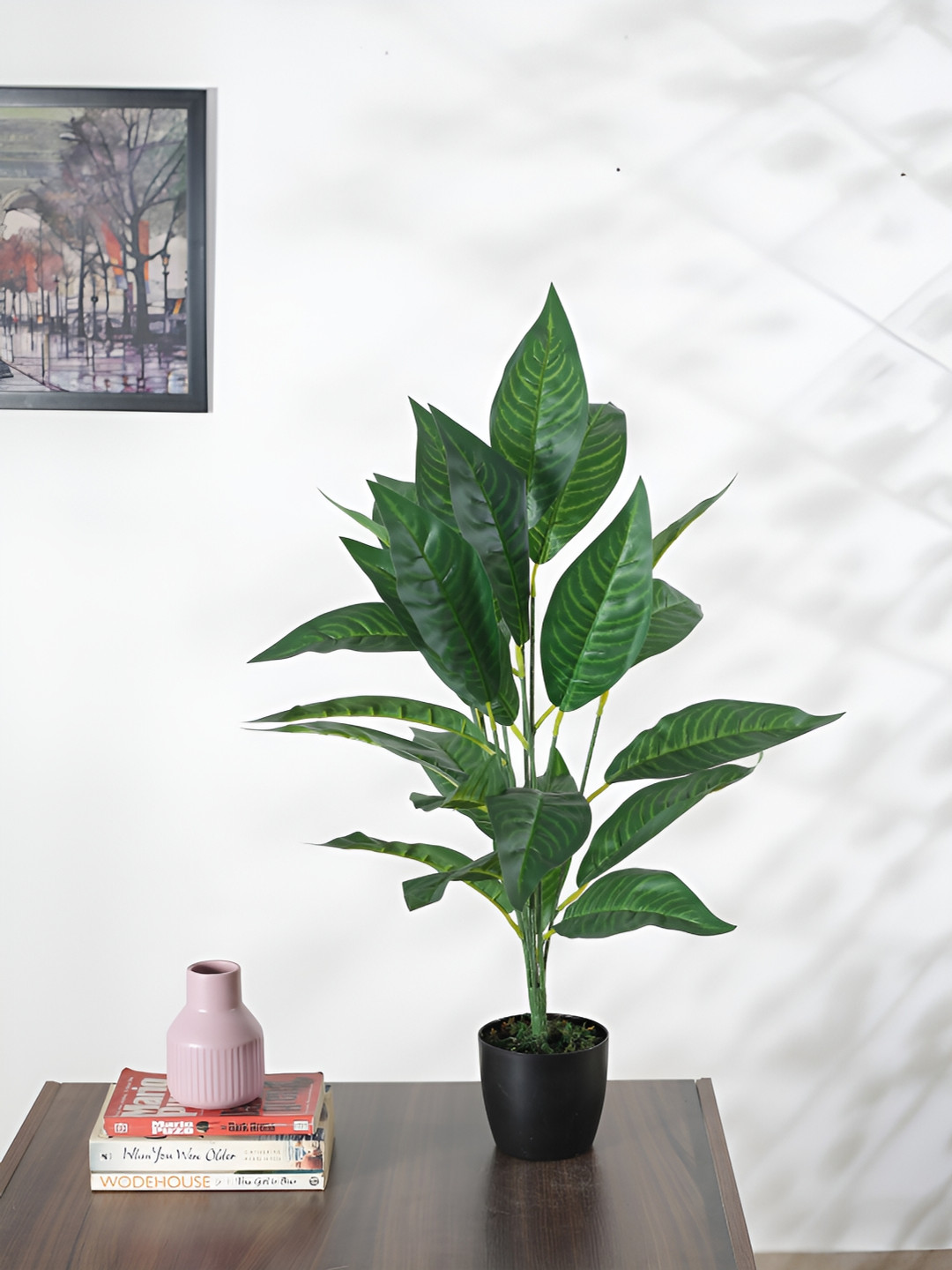 Home Bloom Green Croton Artificial Plant With Pot