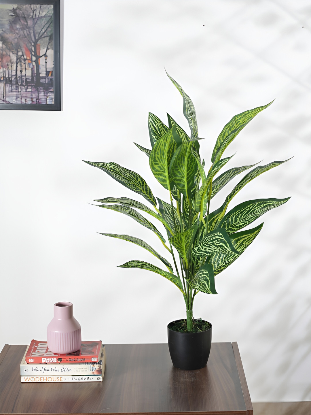 Home Bloom Yellow and Green Croton Artificial Plant With Pot