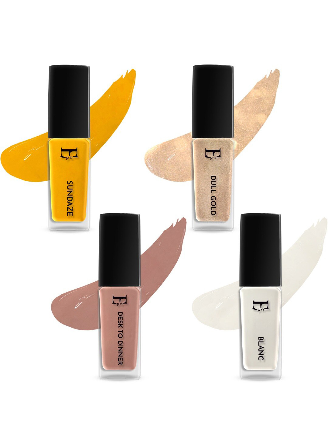 ELLEMENT CO. Set of 4 Glow For It Long Lasting Vegan Nail Lacquer - 10 ml each