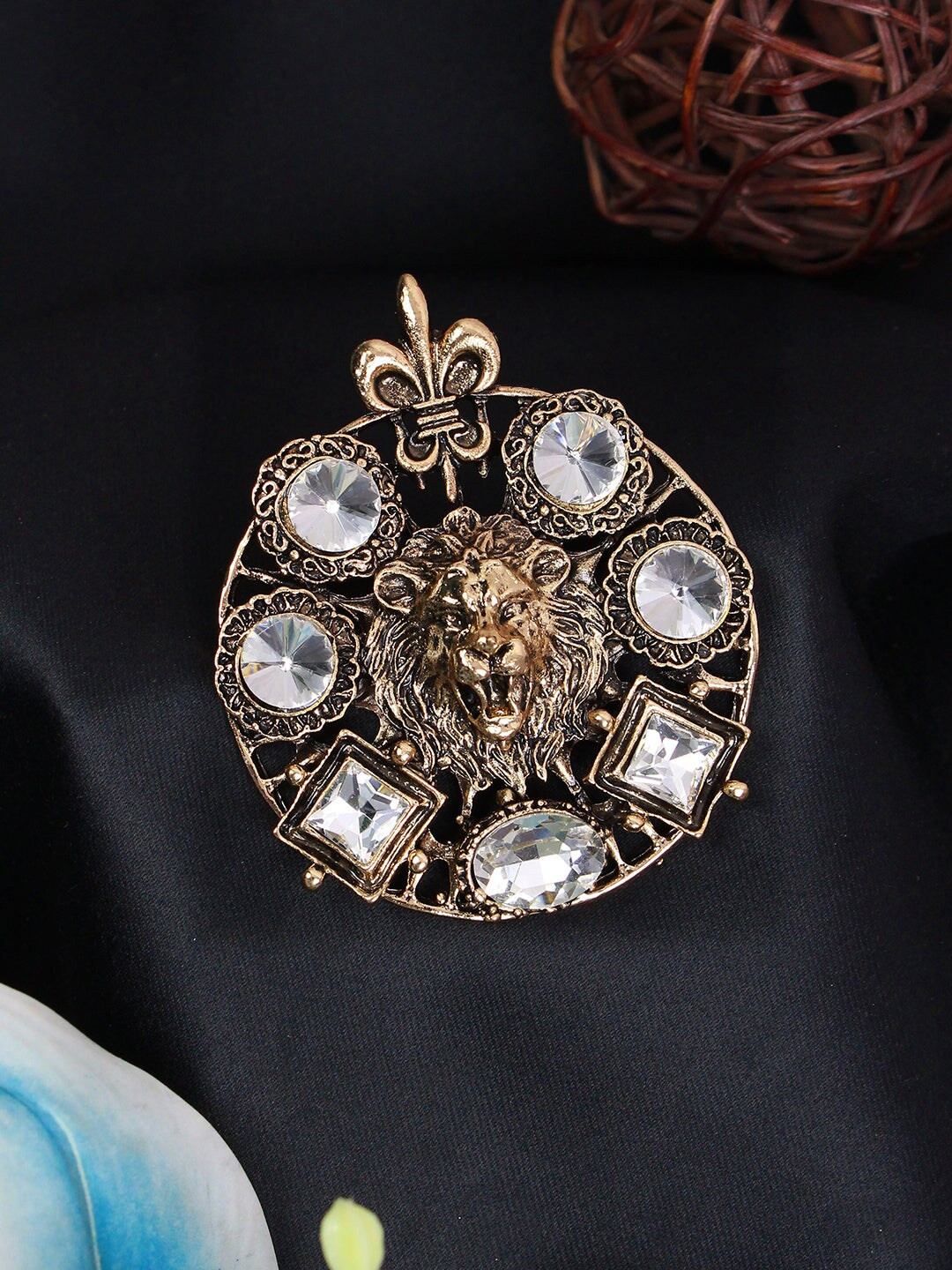 Kavove Men Stone Studded Pride Statement Brooch