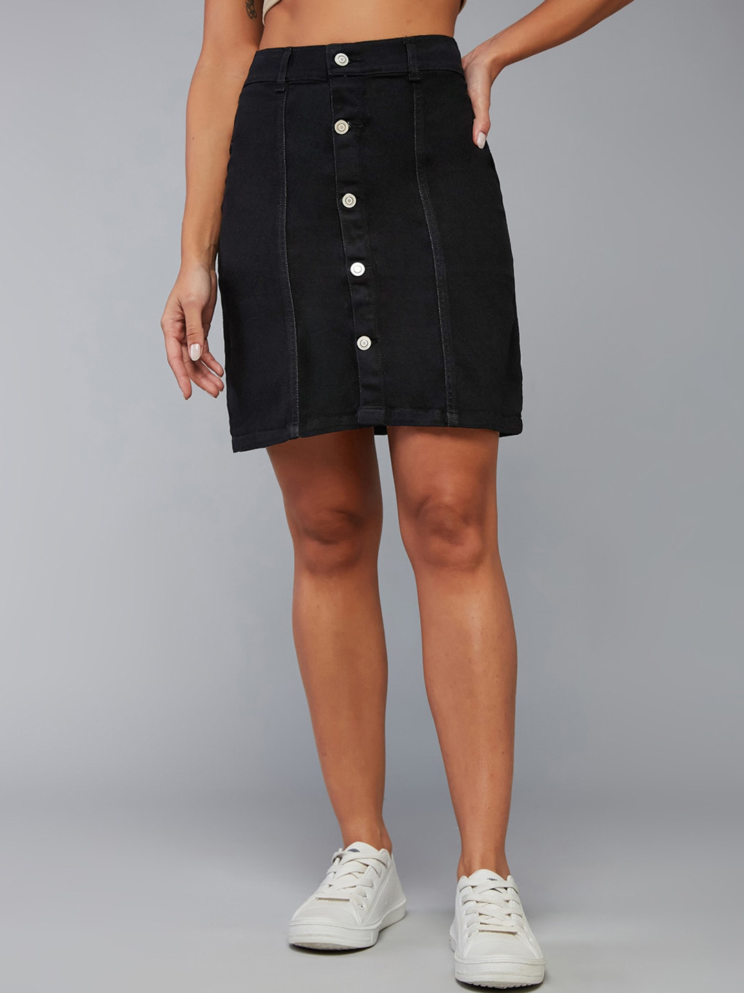 DOLCE CRUDO Over The Moon Black Stretchable Bodycon Skirt