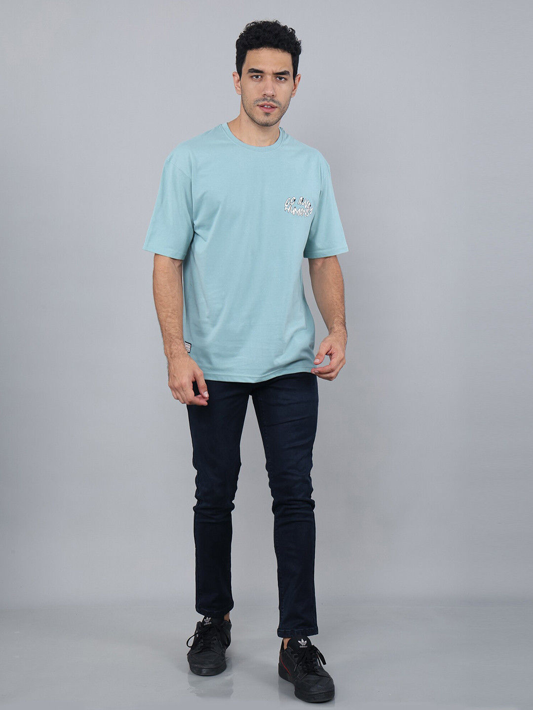 STARFOX Printed Round Neck Drop-Shoulder Sleeves Regular Fit T-shirt