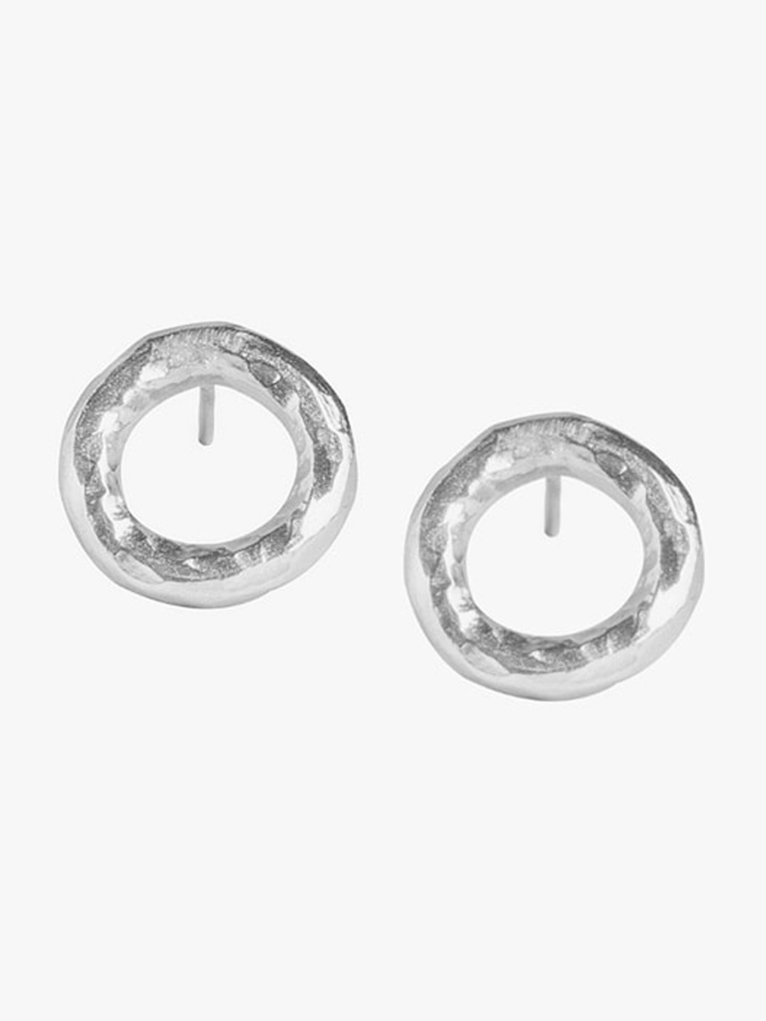 EQUIIVALENCE Rhodium-Plated Circular Studs Earrings