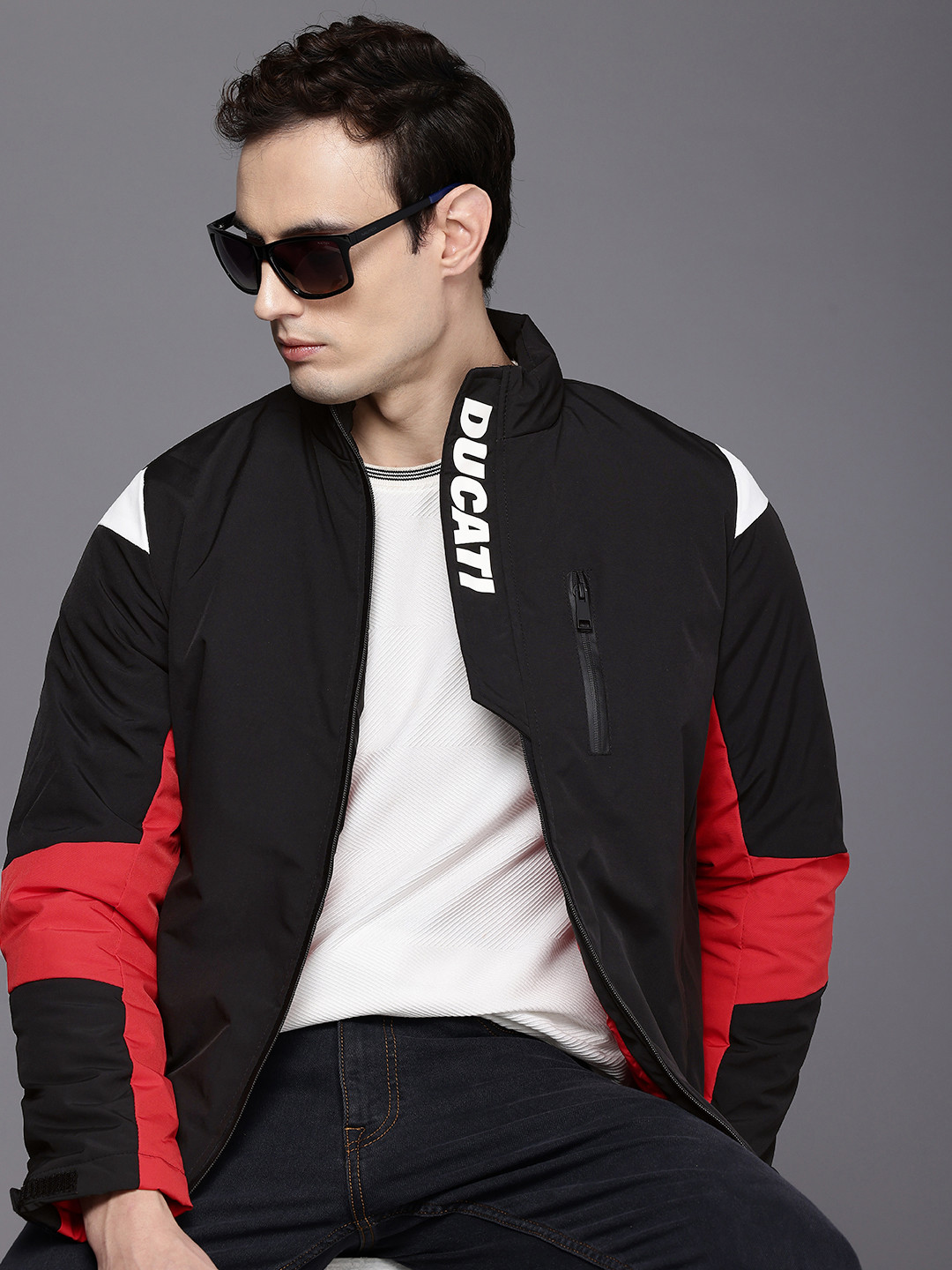 Ducati Mock Collar Brand Logo Printed Padded Jacket