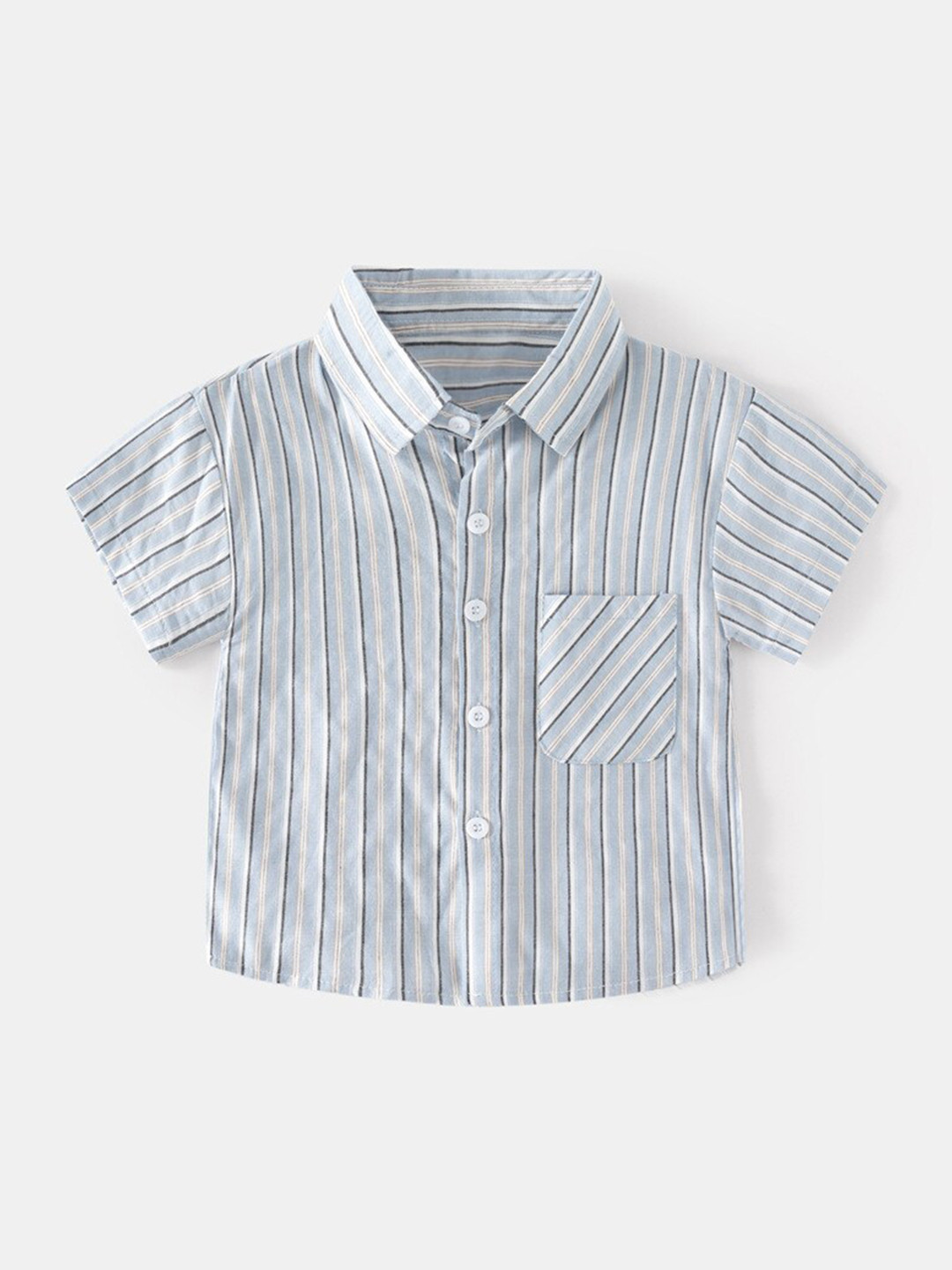 StyleCast Boys Blue & White Spread Collar Striped Regular Fit Cotton Casual Shirt
